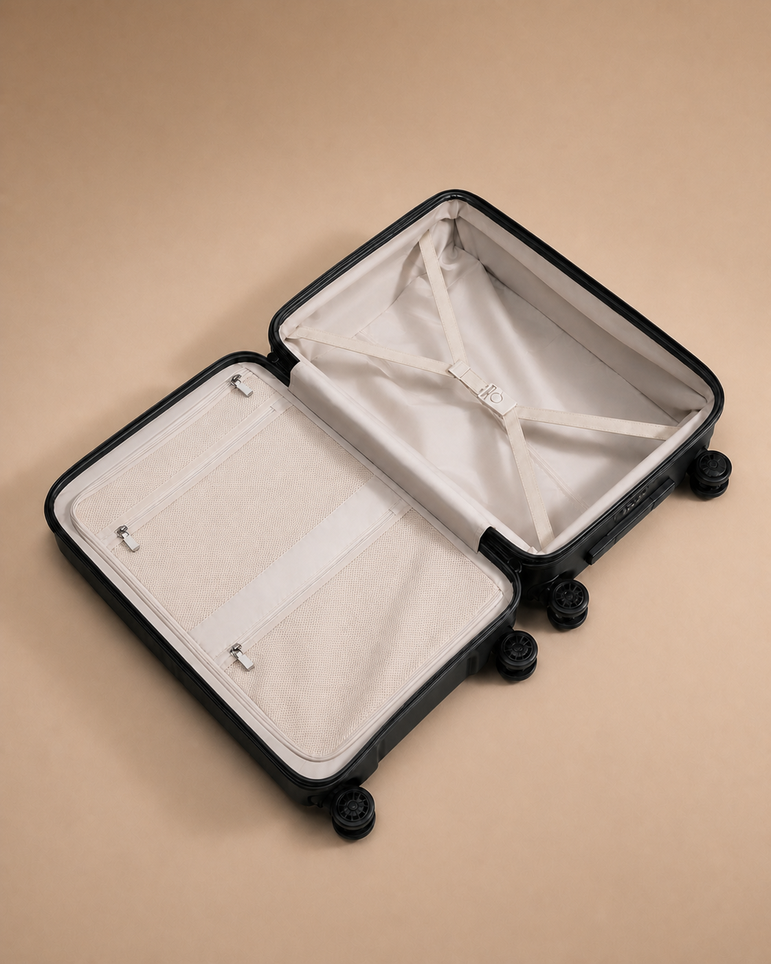 Crovie Large Capacity 3 Piece Hard Shell Suitcase Set - 20/24/28 Inch open interior view