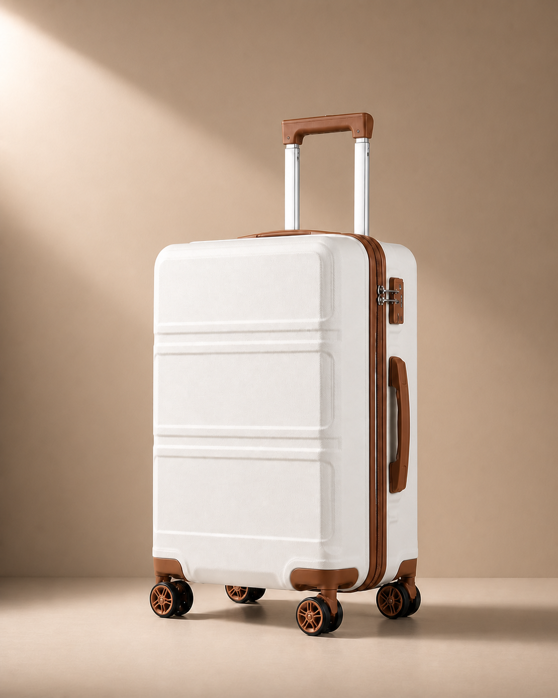 Bamburgh Large Capacity Hard Shell Cabin Suitcase - 20/24/28 Inch in Beige
