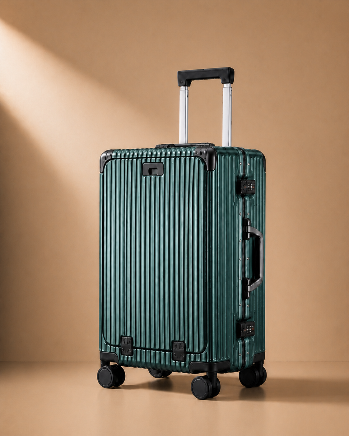 Appledore Front-Opening Cabin Suitcase with USB Port - 20/24 Inch in Green - premium cleaned studio product photo