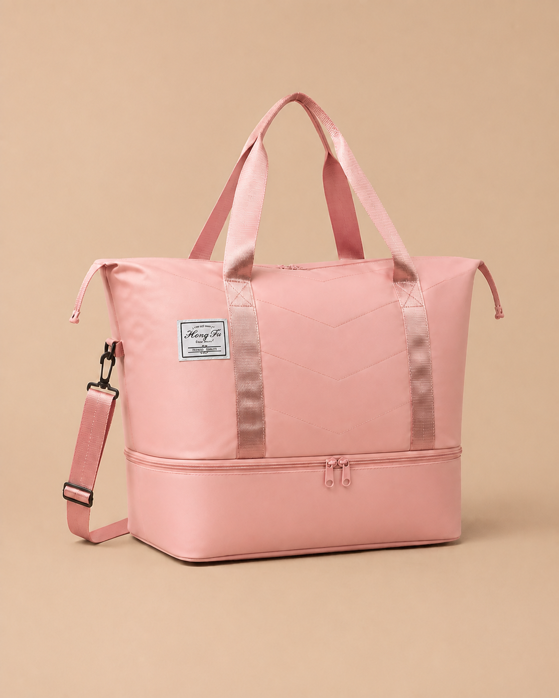 Pink Coniston large capacity expandable travel bag with shoulder strap