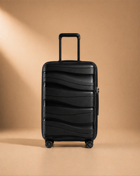 Crovie Large Capacity 3 Piece Hard Shell Suitcase Set - 20/24/28 Inch black suitcase front view
