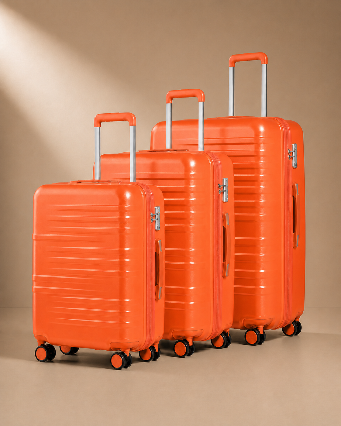 Harlech 2/3 Piece Hard Shell Suitcase Set - 20/24/28 Inch in Orange