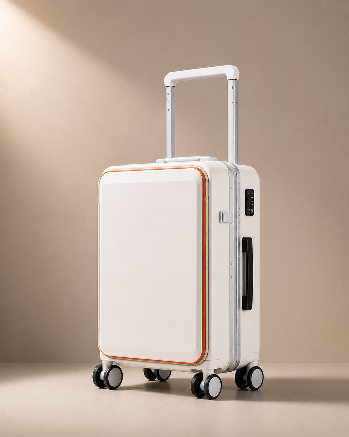 Abbotsbury Hard Shell Cabin Suitcase with USB Port in White