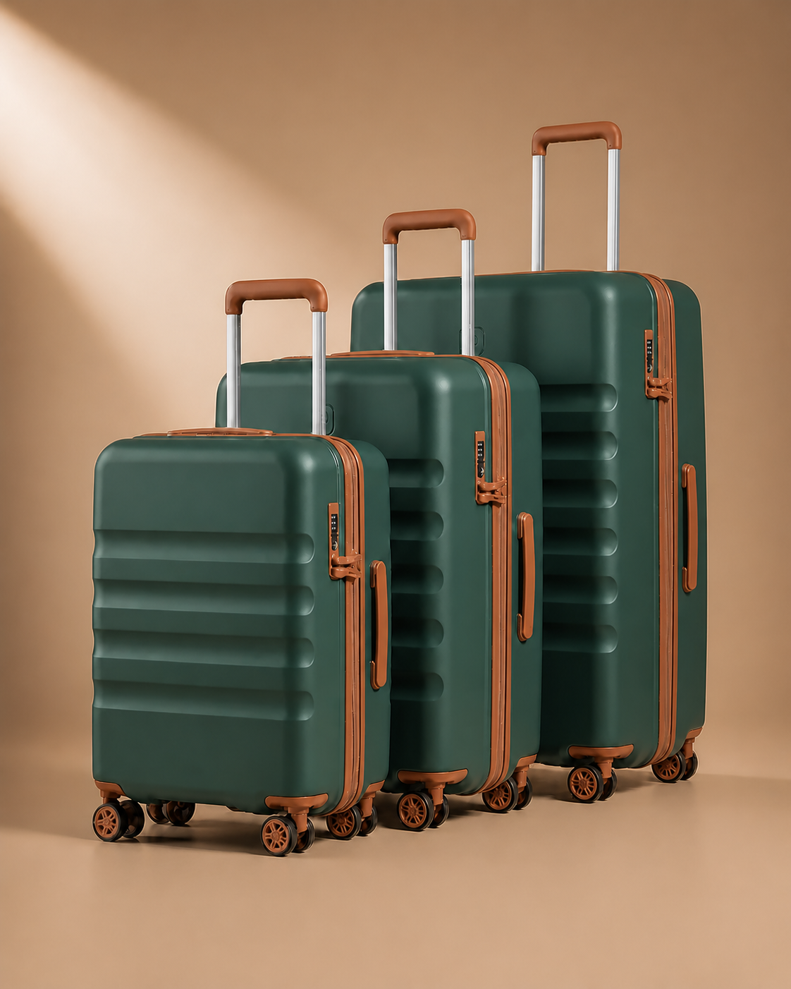 Staithes 3 Piece Hard Shell Suitcase Set in Olive - 20/24/28 Inch