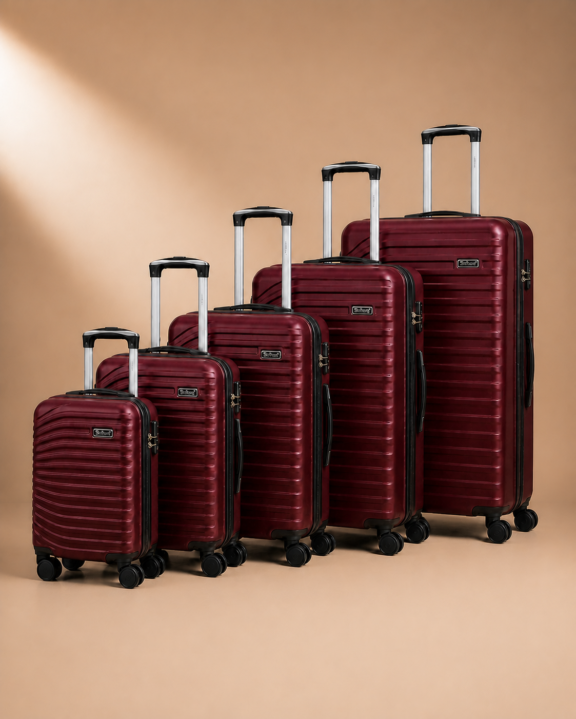 Portree 5 Piece Hard Shell Suitcase Set - 18/20/26/29/32 Inch in Red - premium cleaned studio product photo