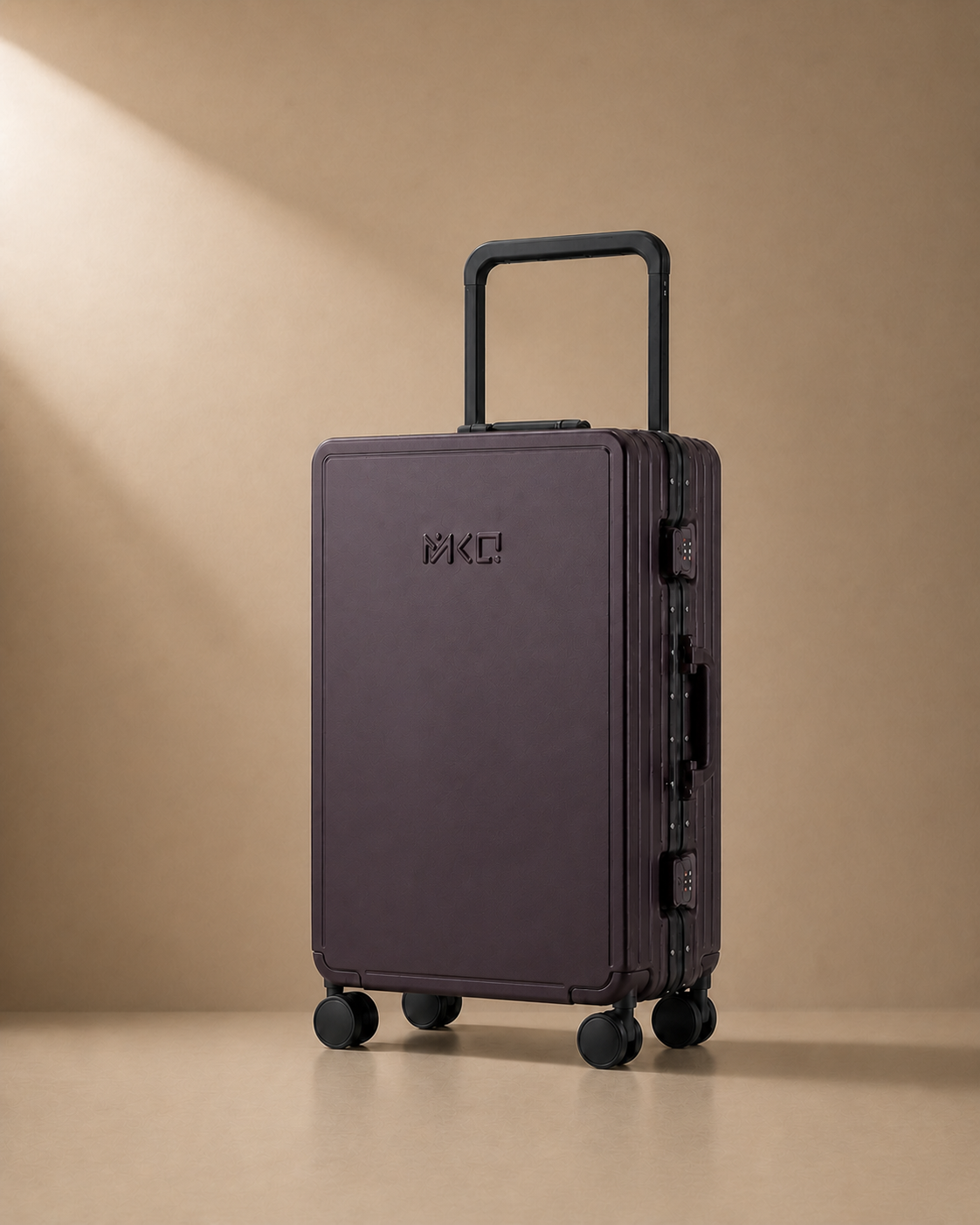 Purple Mevagissey aluminium frame cabin suitcase with secure latch locks