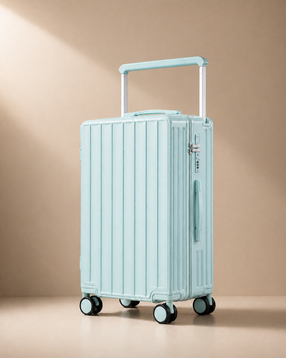 Green Veryan 28 inch cabin suitcase with wide pull rod and hard shell finish
