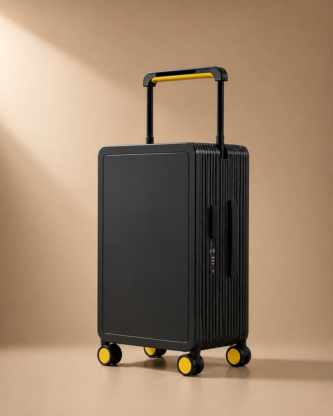 Lyme Hard Shell Cabin Suitcase - 20/25 Inch in black and yellow