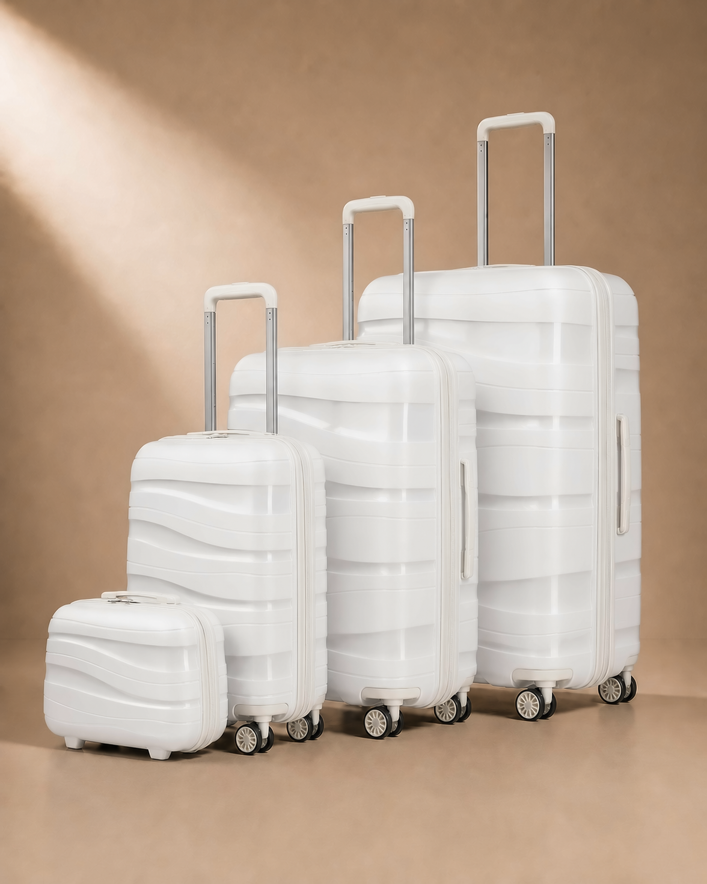 Rannoch 4 piece hard shell suitcase set in white