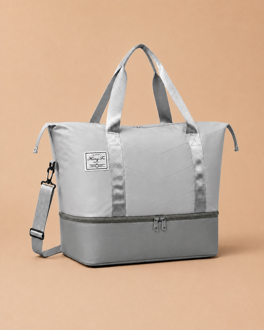 Grey Coniston large capacity expandable travel bag with shoulder strap
