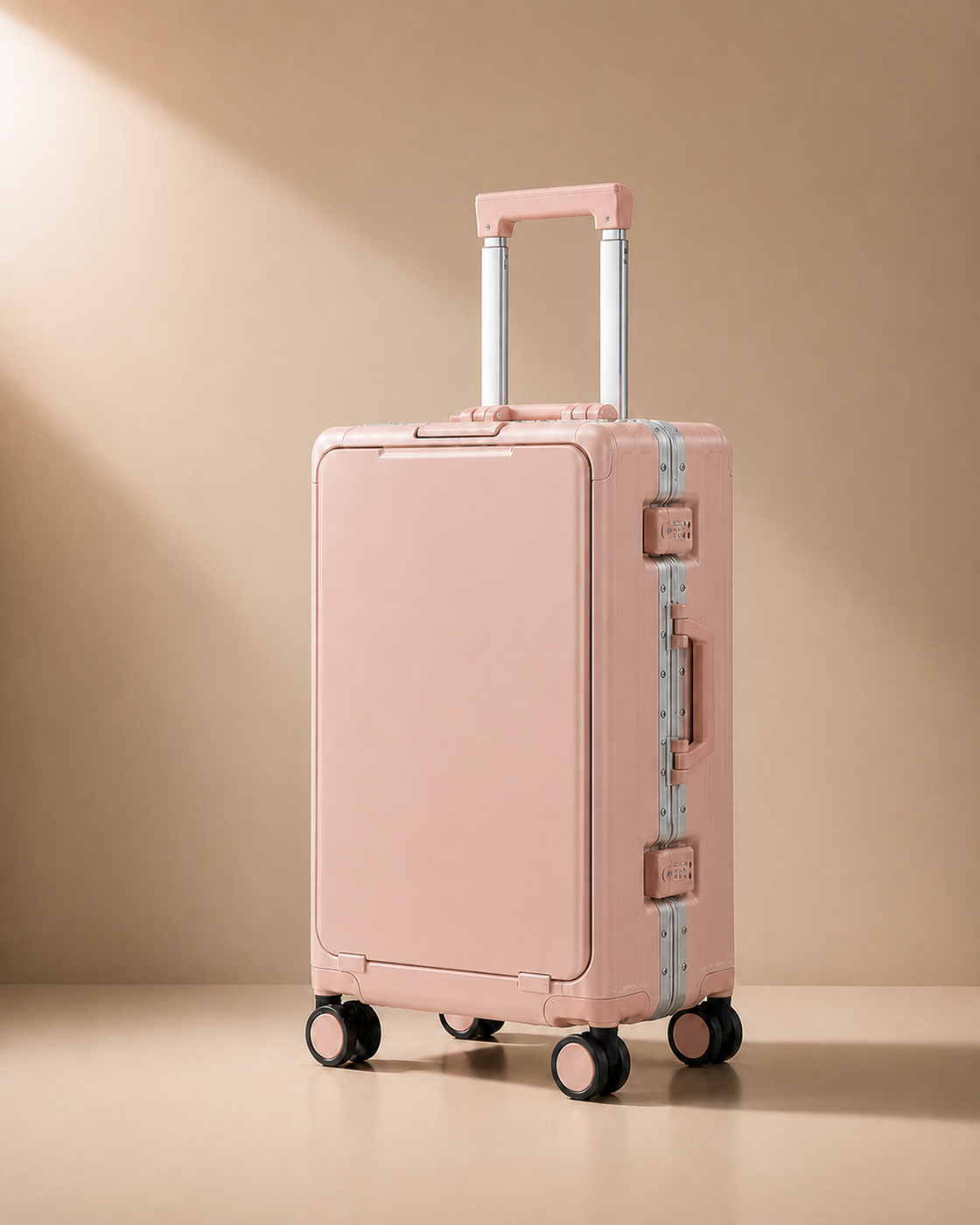 Zennor Aluminium Frame Cabin Suitcase in Pink