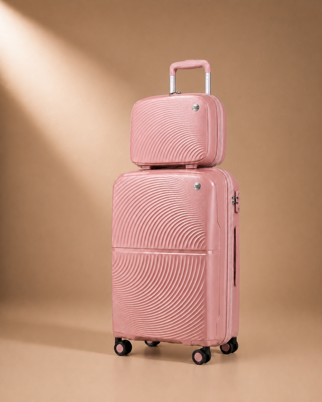Pink Solva 2 Piece Hard Shell Suitcase Set - 14 and 20 Inch
