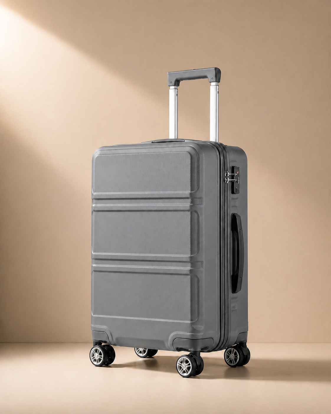 Bamburgh Large Capacity Hard Shell Cabin Suitcase - 20/24/28 Inch in Grey