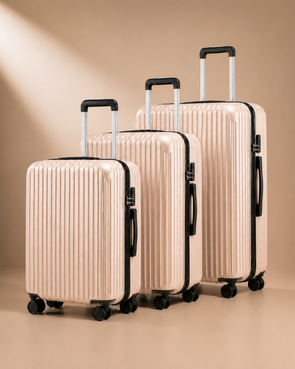 Cullen hard shell 28 inch suitcase set in beige