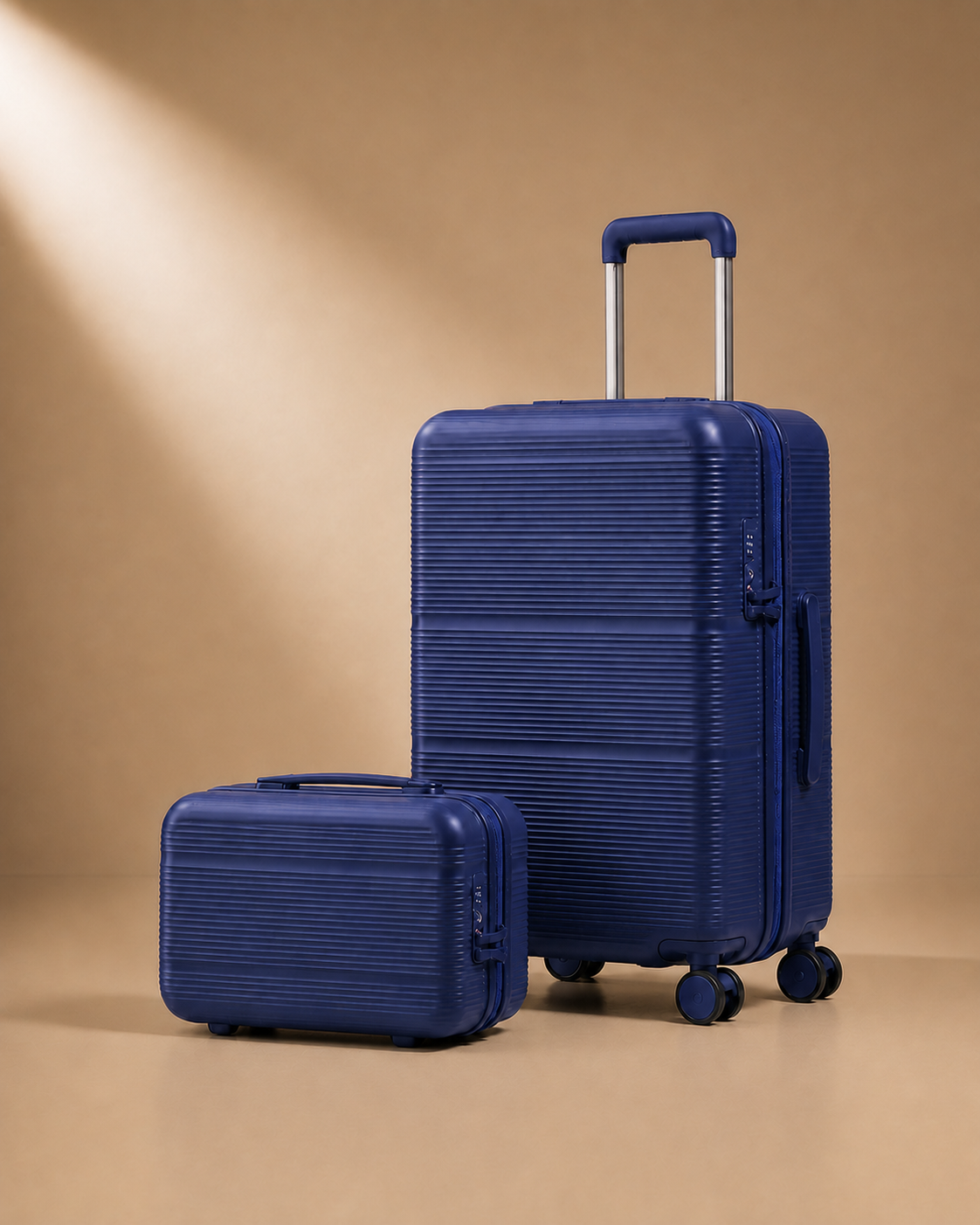 Trebah Travel Makeup Case with Vanity Case - Navy Blue 13 and 20 Inch Set