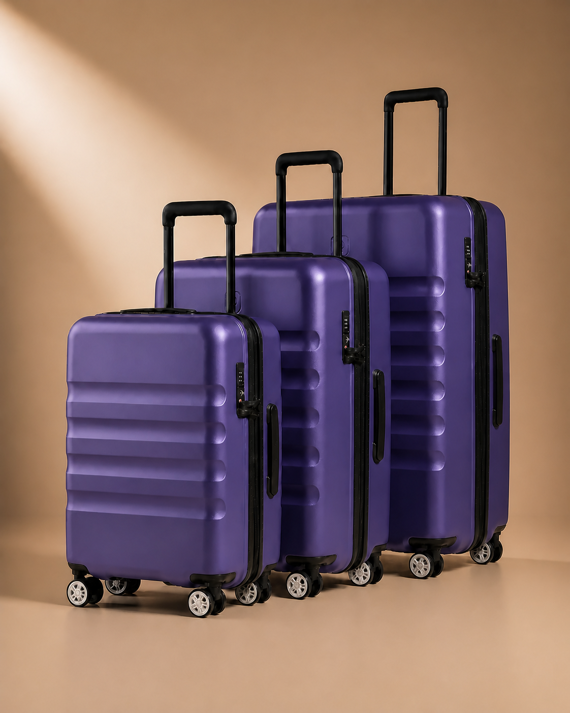 Staithes 3 Piece Hard Shell Suitcase Set in Purple - 20/24/28 Inch