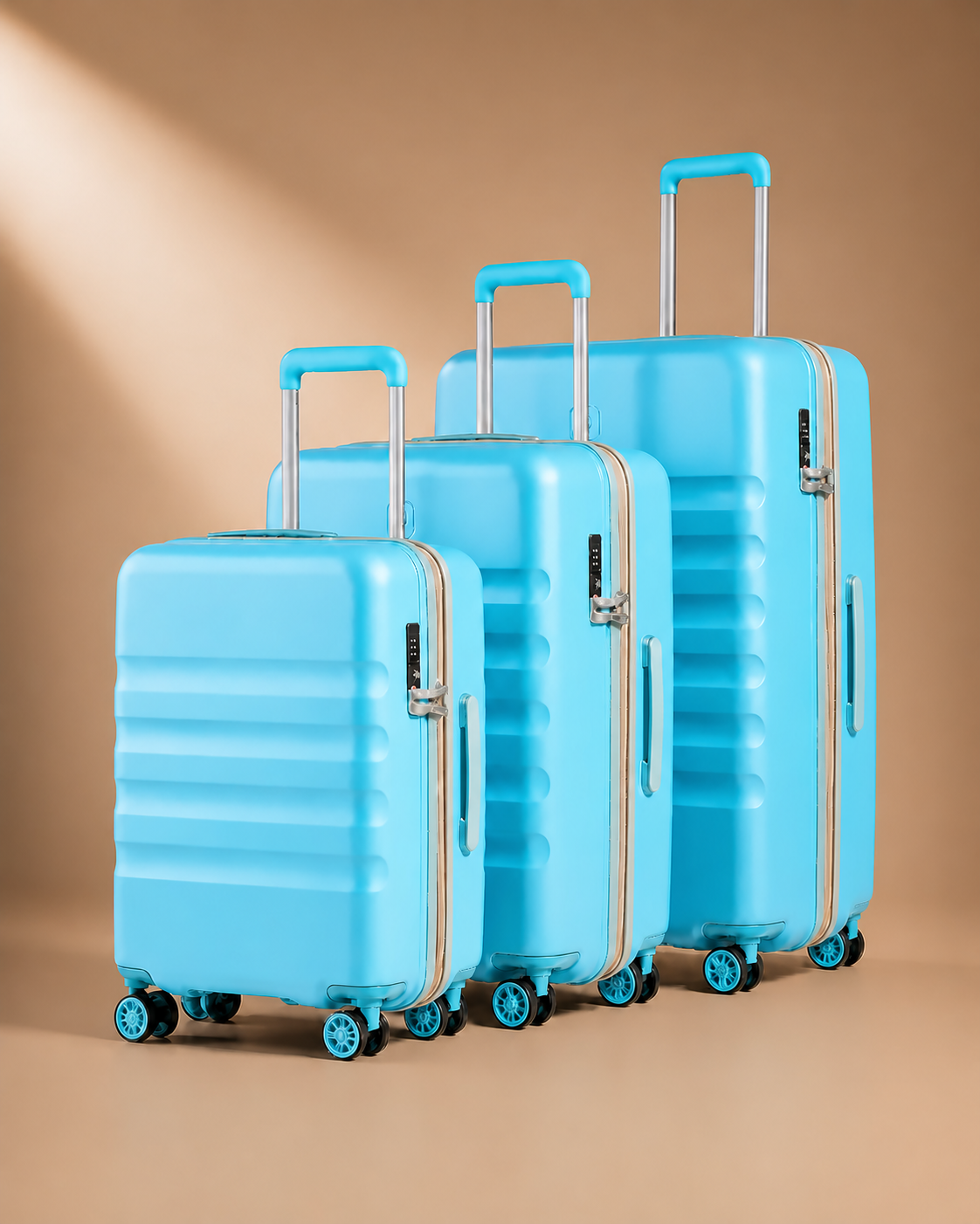 Staithes 3 Piece Hard Shell Suitcase Set in Sky Blue - 20/24/28 Inch