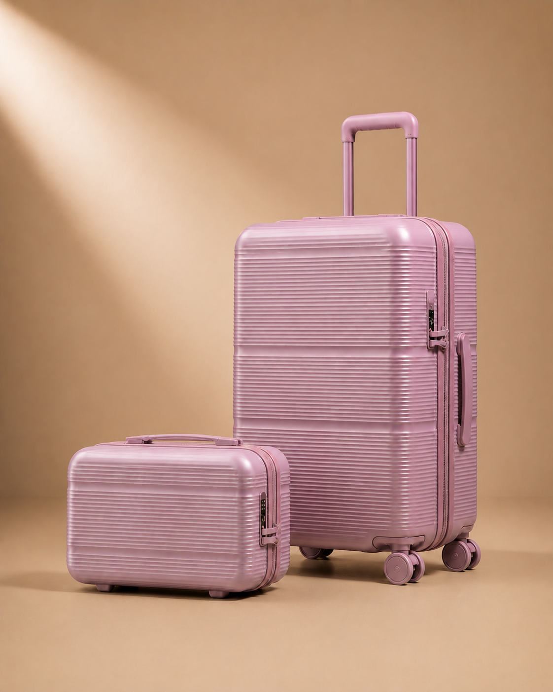 Trebah Travel Makeup Case with Vanity Case - Pink 13 and 20 Inch Set