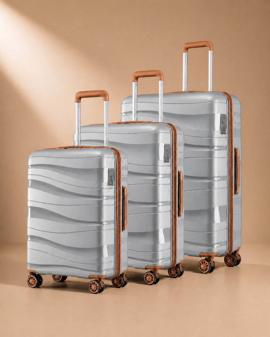 Crovie Large Capacity 3 Piece Hard Shell Suitcase Set - 20/24/28 Inch in Grey