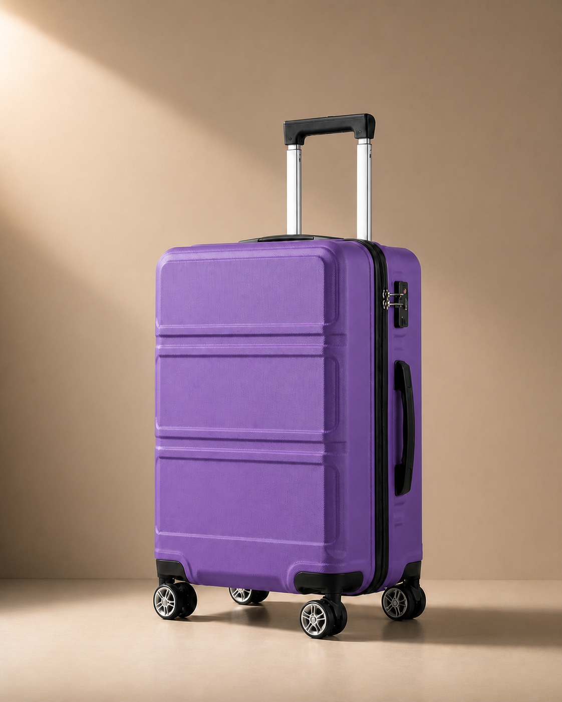 Bamburgh Large Capacity Hard Shell Cabin Suitcase - 20/24/28 Inch in Purple