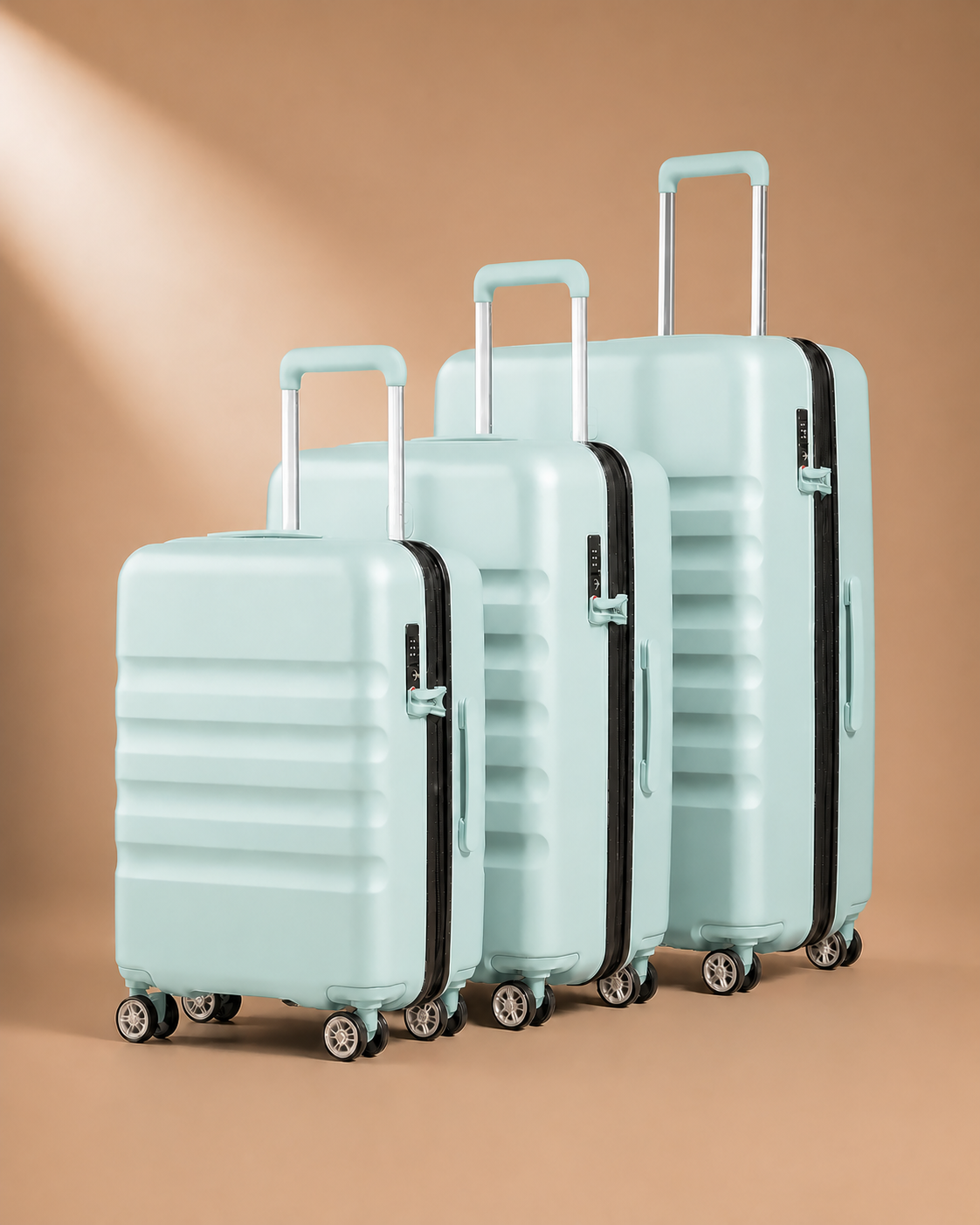 Staithes 3 Piece Hard Shell Suitcase Set in Mint Green - 20/24/28 Inch