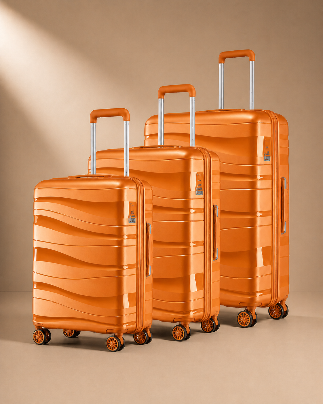 Crovie Large Capacity 3 Piece Hard Shell Suitcase Set - 20/24/28 Inch in Orange