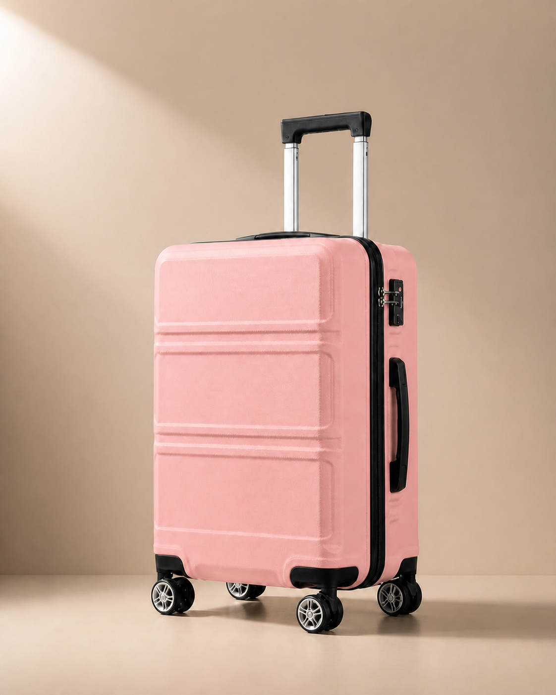 Bamburgh Large Capacity Hard Shell Cabin Suitcase - 20/24/28 Inch in Pink