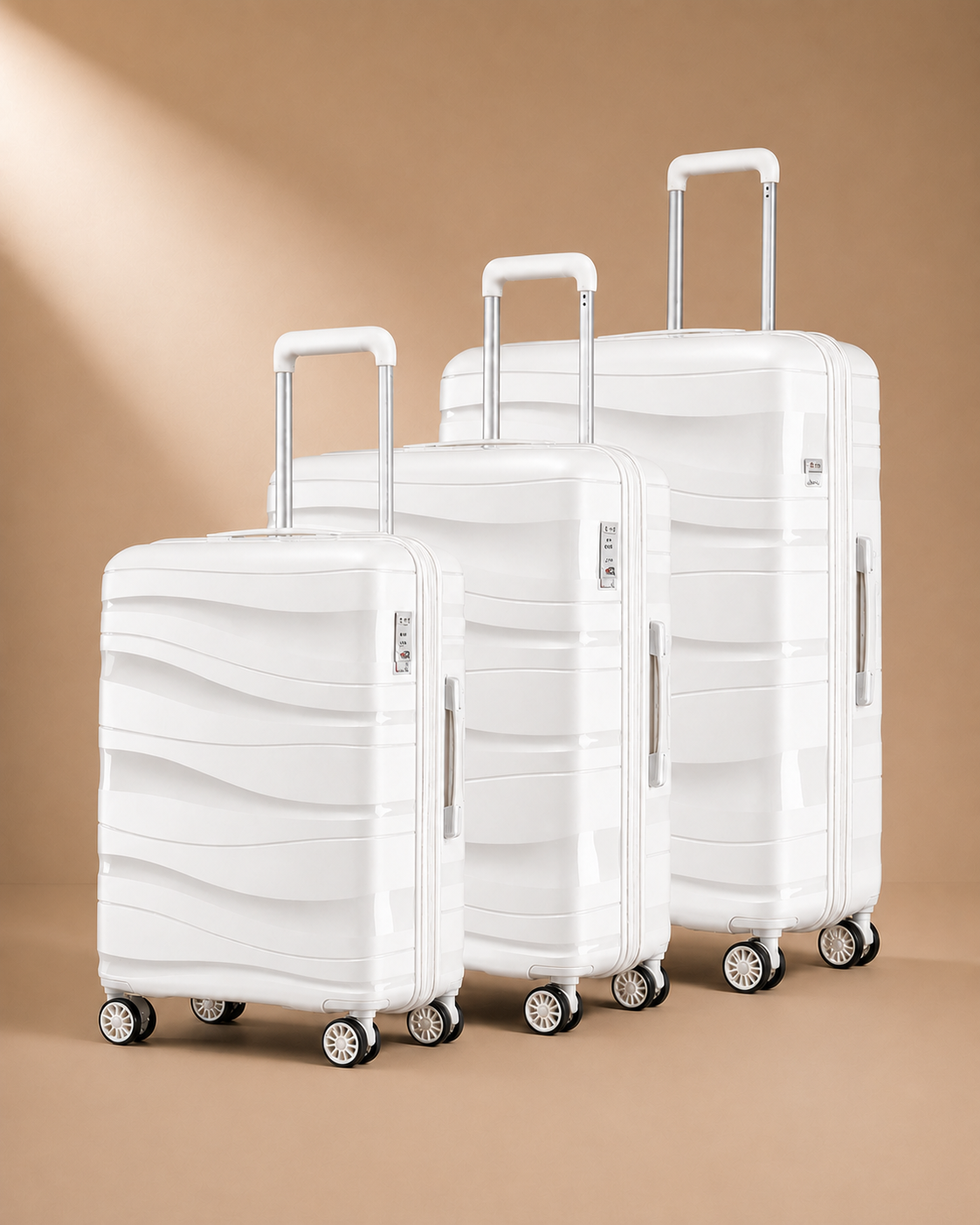 Crovie Large Capacity 3 Piece Hard Shell Suitcase Set - 20/24/28 Inch in White