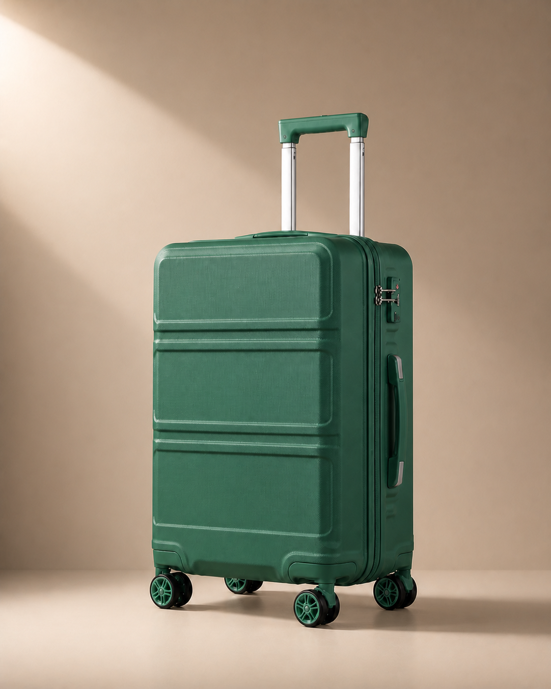 Bamburgh Large Capacity Hard Shell Cabin Suitcase - 20/24/28 Inch in Army Green