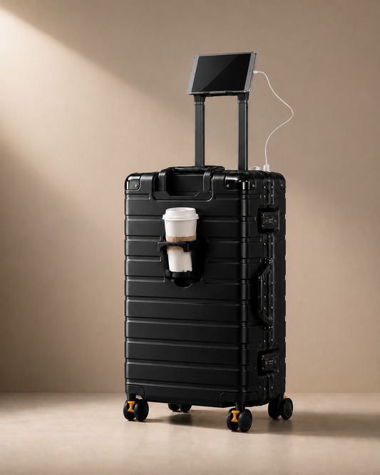 Bude Aluminium Frame Cabin Suitcase with Cup Holder - 20-28 Inch