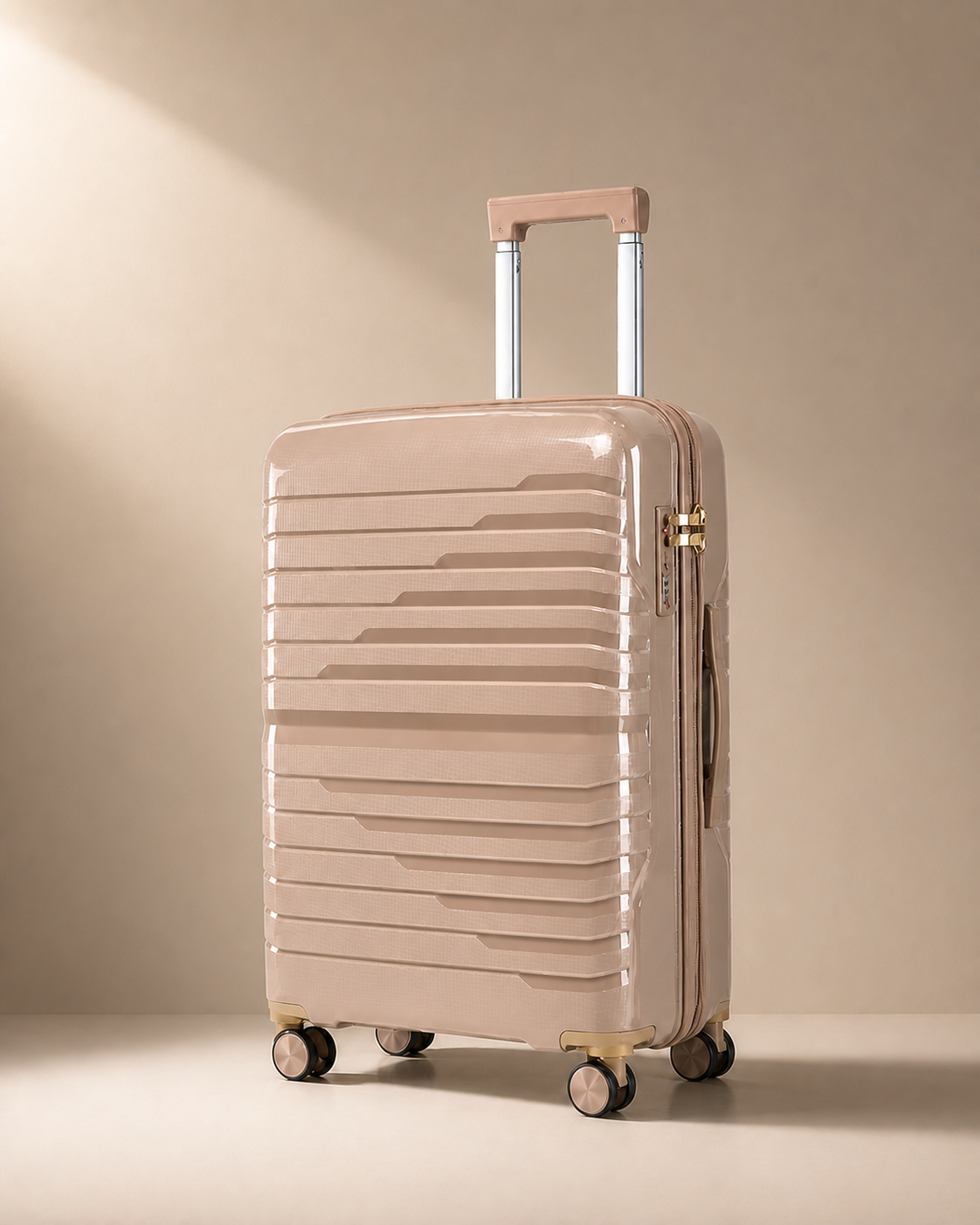 Cartmel Large Capacity Hard Shell Cabin Suitcase - 20/24/28 Inch in Gold - premium front view