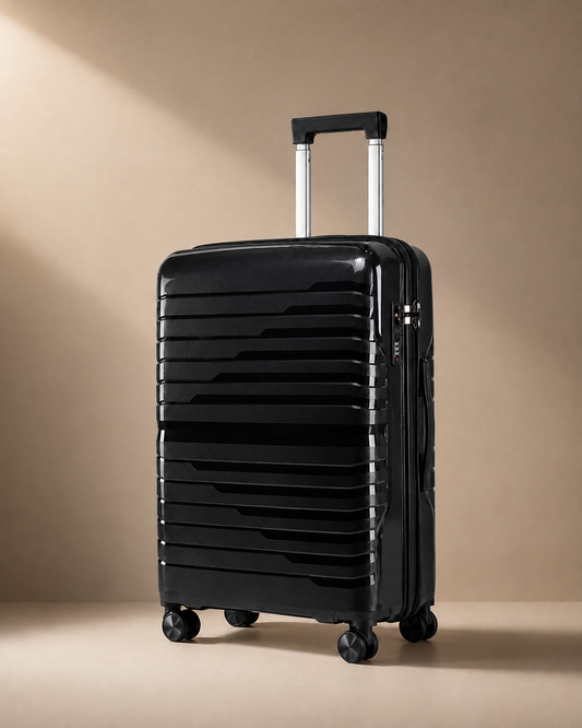 Cartmel Large Capacity Hard Shell Cabin Suitcase - 20/24/28 Inch in Black - premium front view