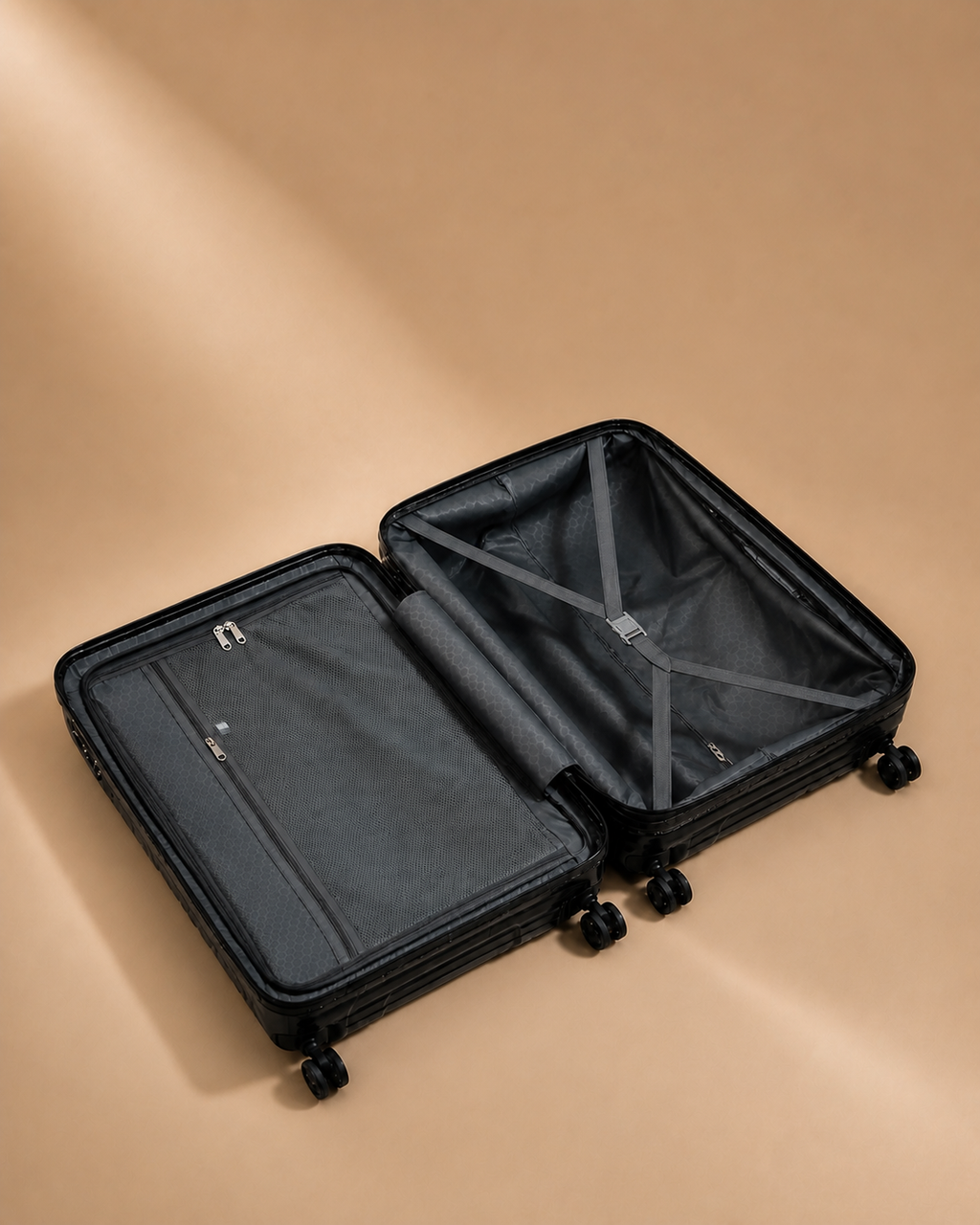 Cartmel Large Capacity Hard Shell Cabin Suitcase - 20/24/28 Inch - open interior view