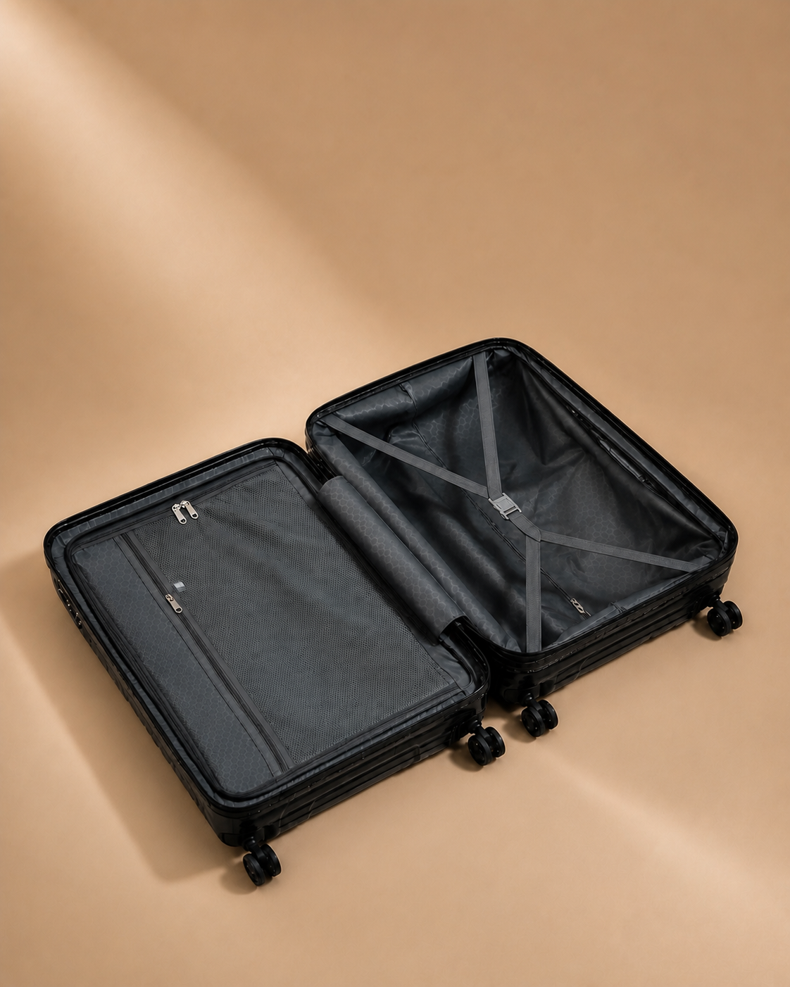 Cartmel Large Capacity Hard Shell Cabin Suitcase - 20/24/28 Inch - open interior view