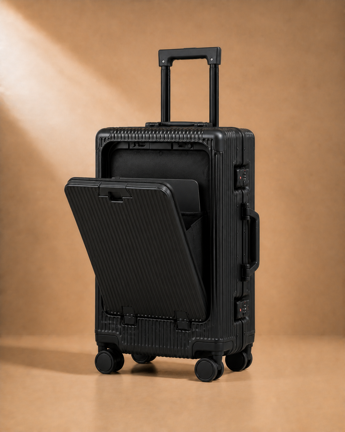 Porthcurno Aluminium Frame Front-Opening Cabin Suitcase with USB Port - 20-28 Inch — view 5