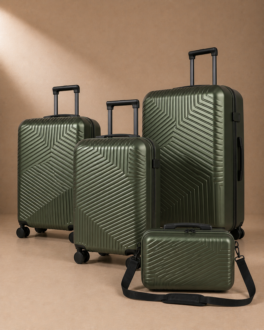 Saundersfoot 3 Piece Hard Shell Suitcase Set with Travel Bag and TSA Lock