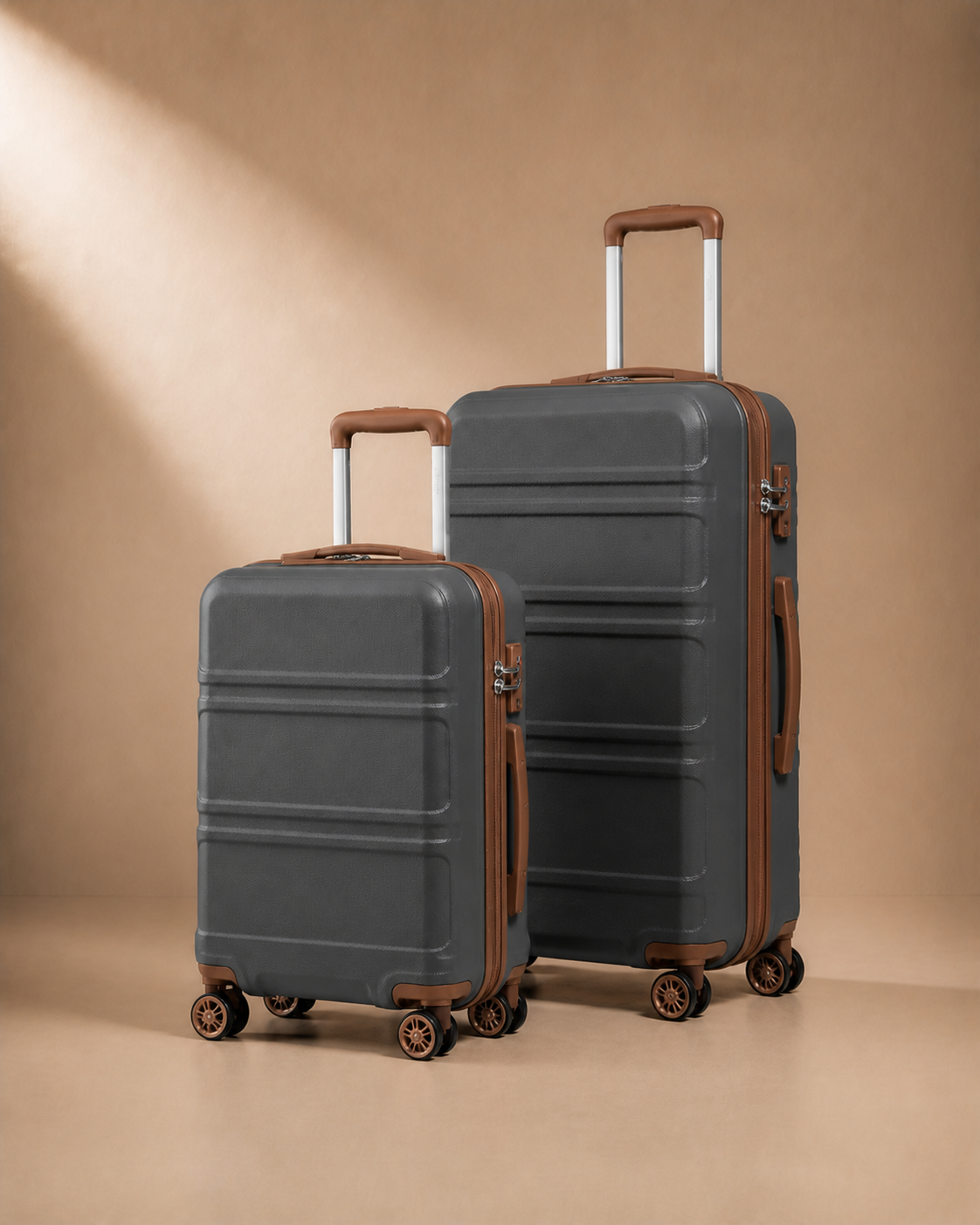 Tenby Hard Shell Cabin Suitcase - 12/20 Inch in BLACK BROWN
