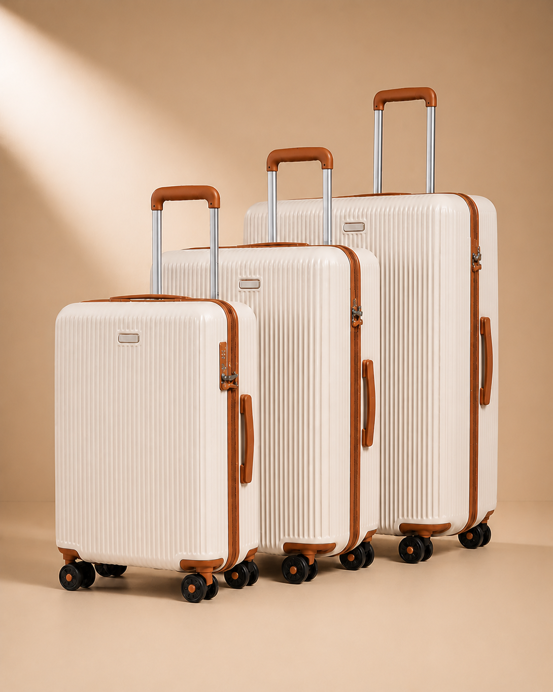 Barmouth 3 Piece Hard Shell Suitcase Set in White, 21/24/28 Inch