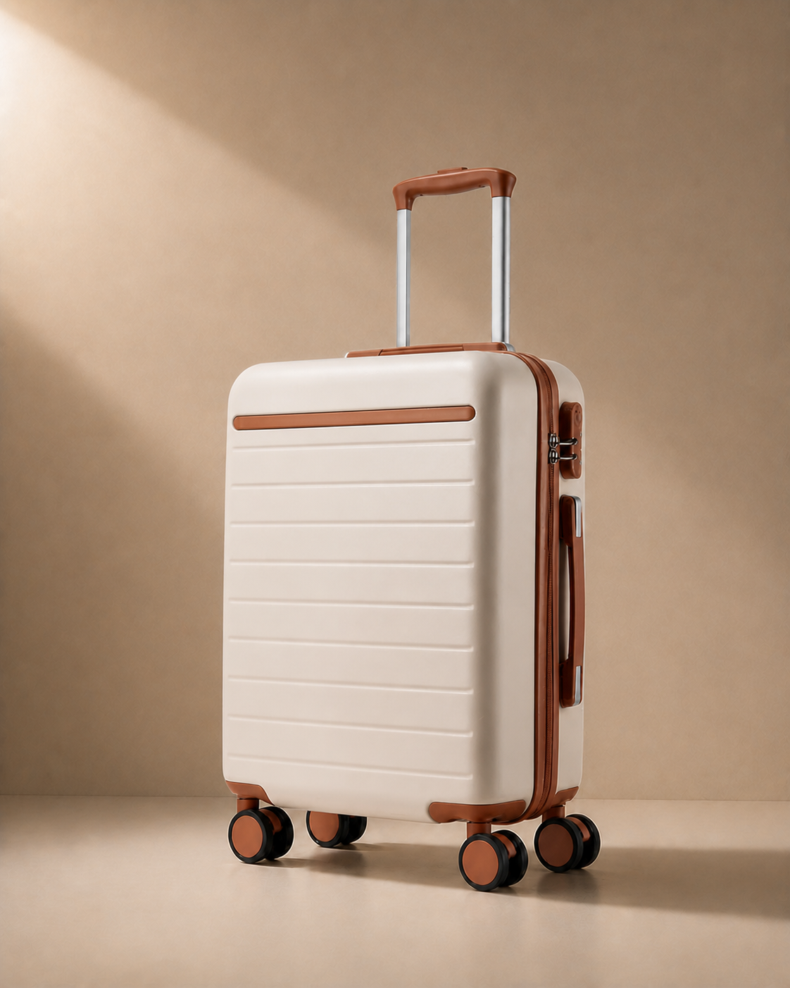 Elie Hard Shell Cabin Suitcase in Beige