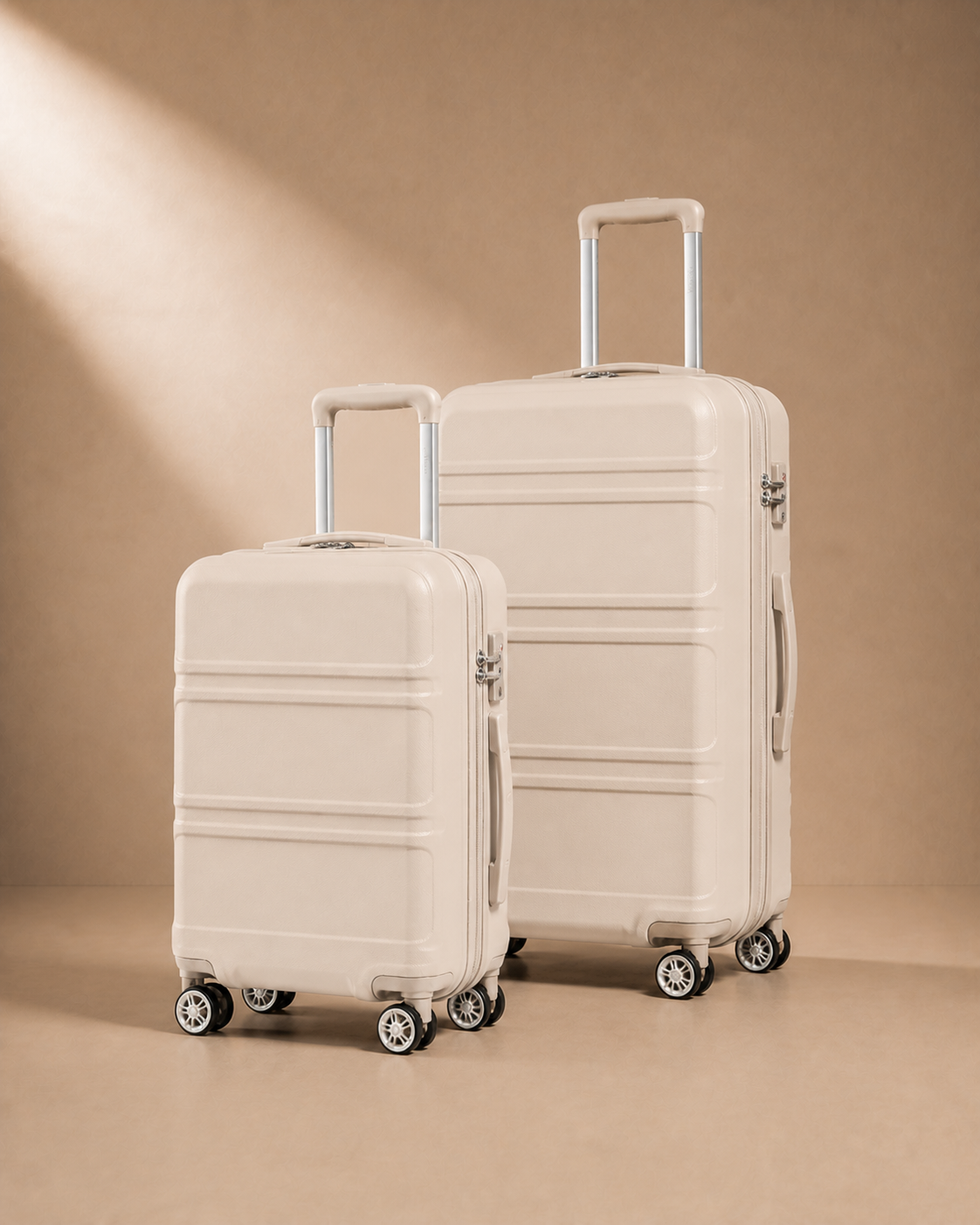 Tenby Hard Shell Cabin Suitcase - 12/20 Inch in Beige