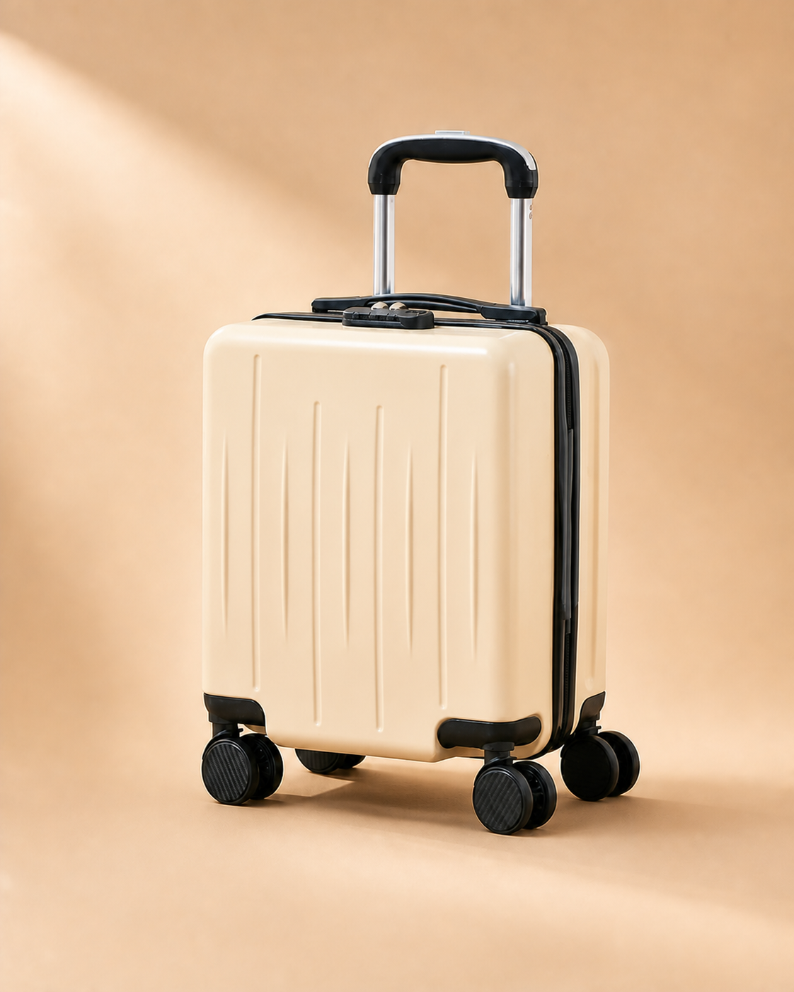 Fowey 14 Inch Hard Shell Travel Makeup Case in Beige