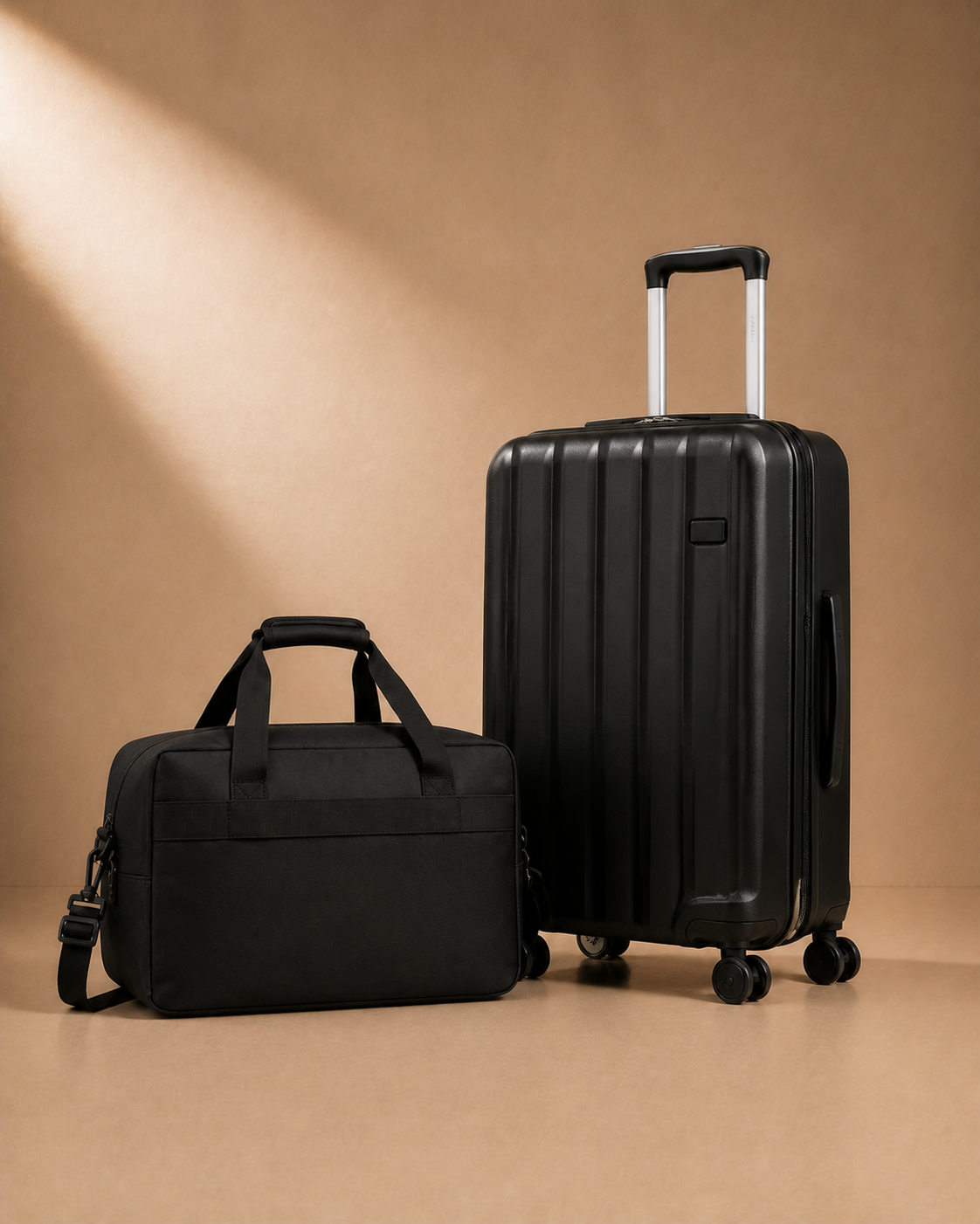 Cromarty 2 Piece Suitcase and Travel Bag Set in Black