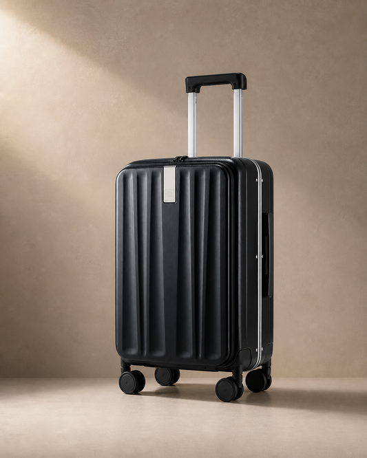 Shaldon Hard Shell Aluminium Frame Cabin Suitcase - 20/24 Inch in Black