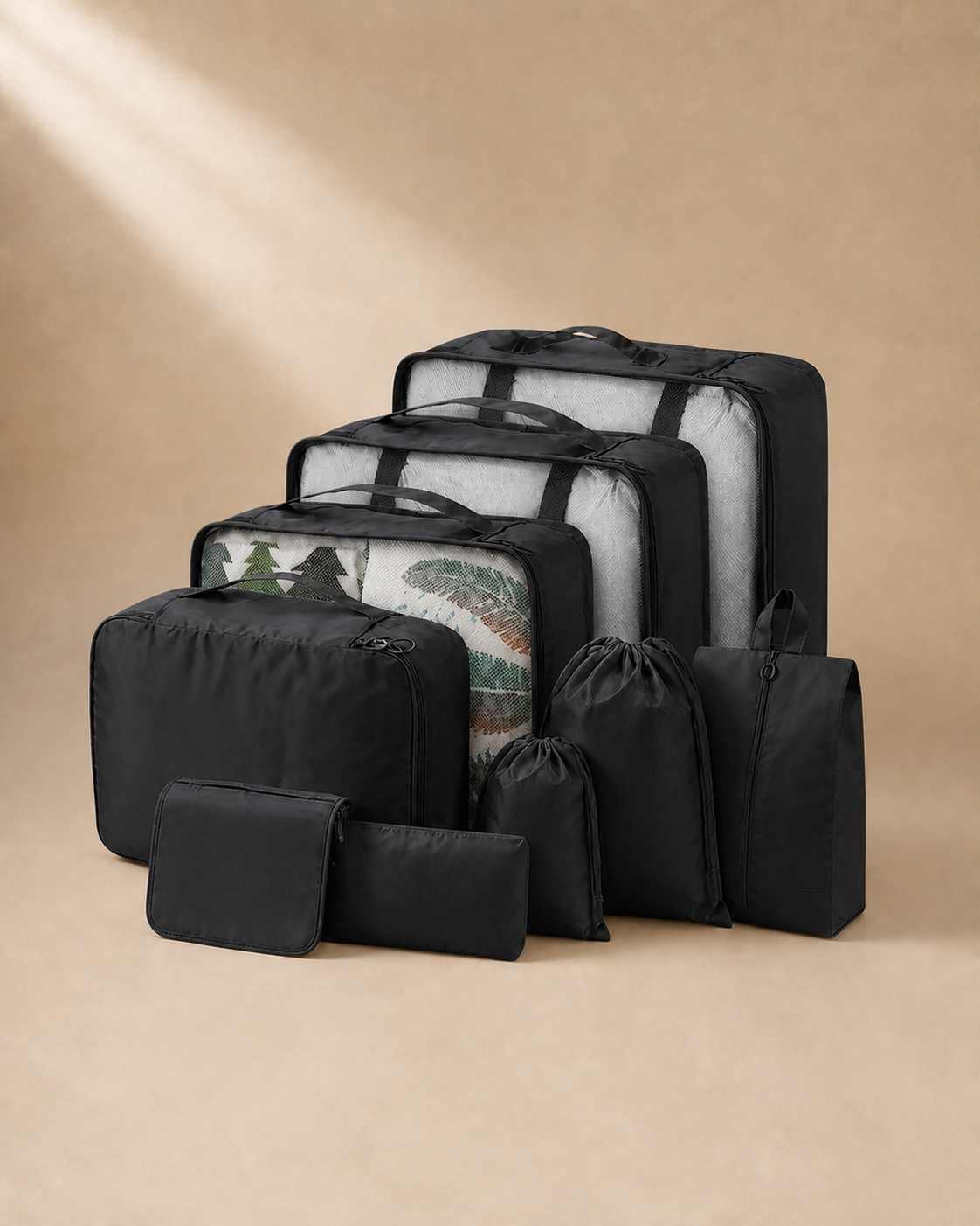 Malham 9 Piece Travel Compression Packing Cubes in Black