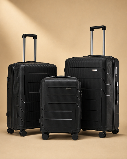 Tobermory 3 Piece Hard Shell Suitcase Set - 20/24/28 Inch in Black