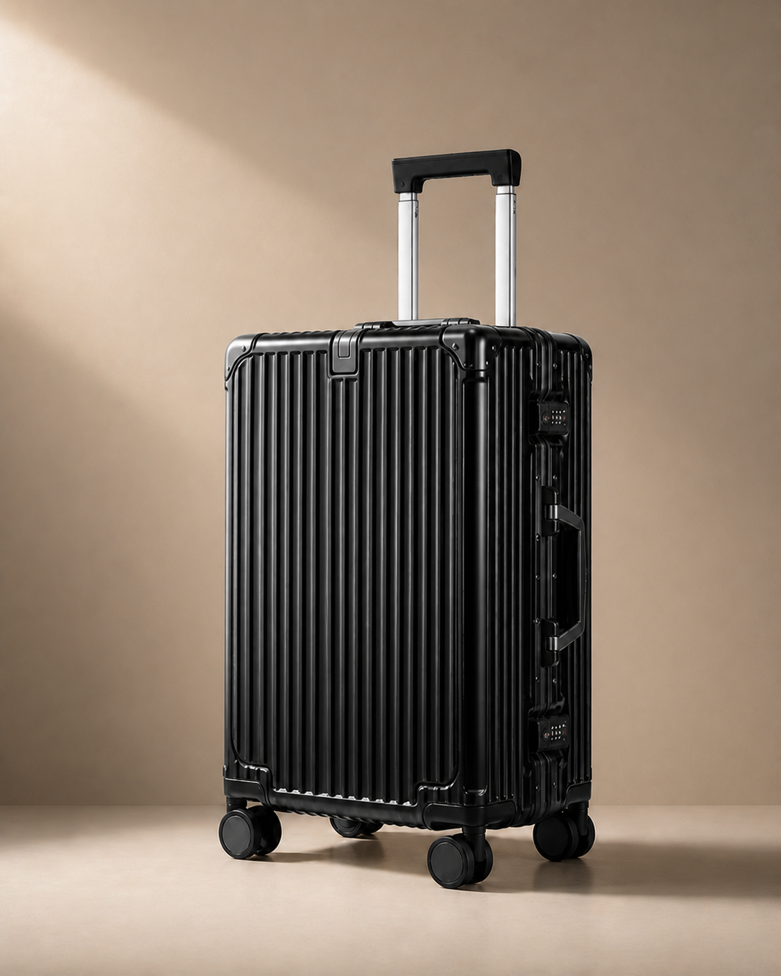 Totnes Hard Shell Cabin Suitcase with Cup Holder - 20/24/26 Inch in Black