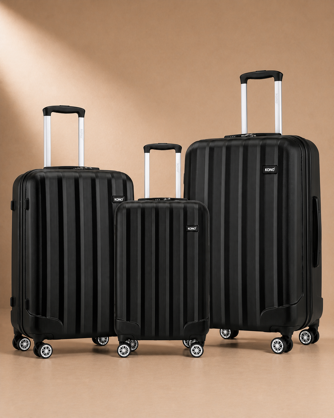 Ullapool Scratch-Resistant 3 Piece Hard Shell Suitcase Set - 19/24/28 Inch in Black