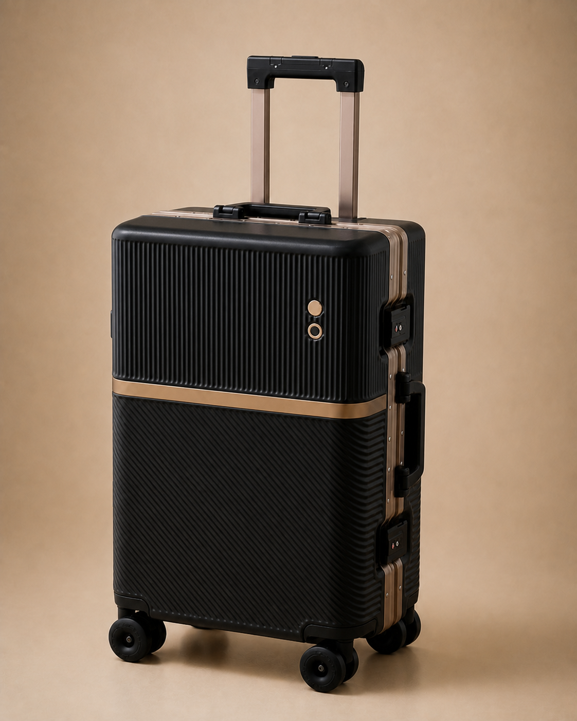 Studland Large Capacity Aluminium Frame Cabin Suitcase - 20-28 Inch in Black