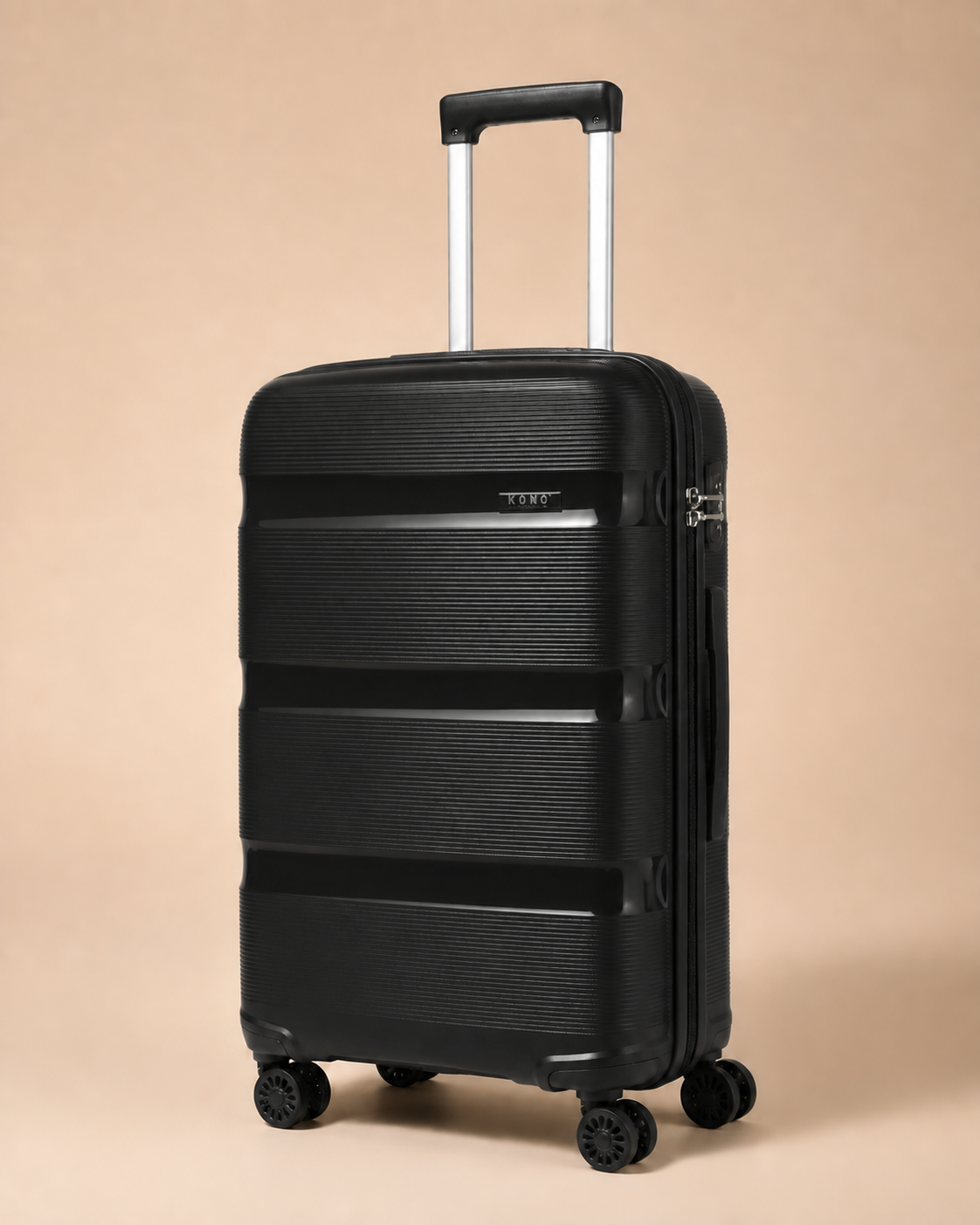 Aberaeron 3 Piece Hard Shell Suitcase Set with Travel Bag - 14/20/24/28 Inch in Black
