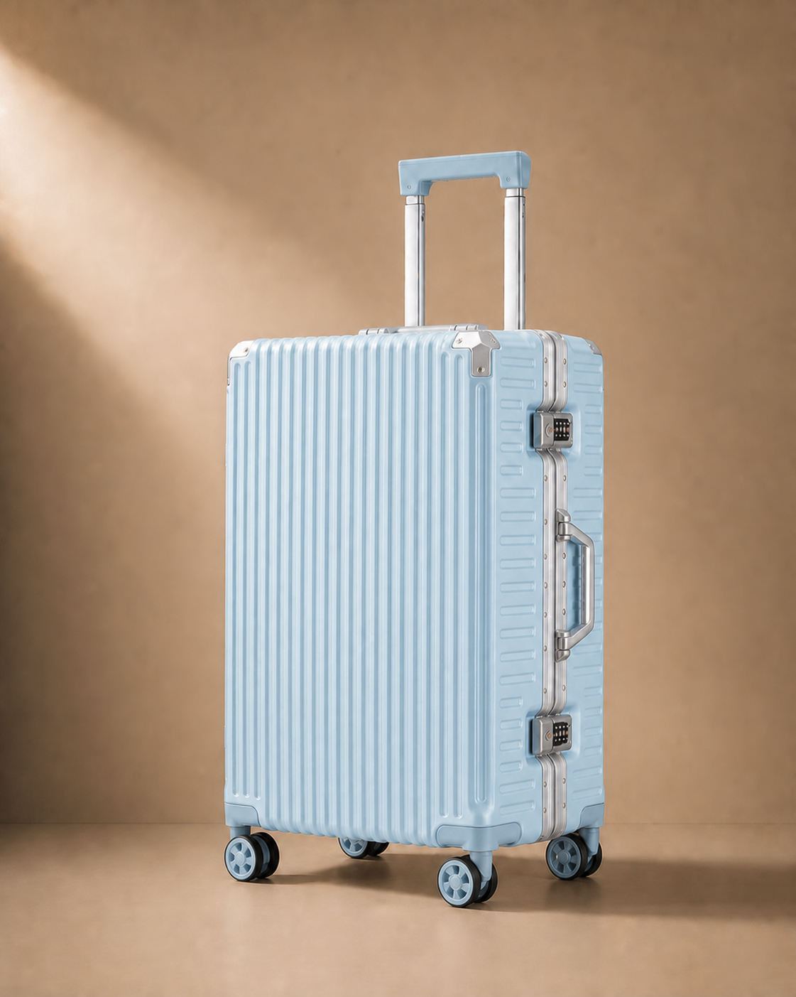 Lamorna Aluminium Frame Cabin Suitcase with USB Port - 20/22/24/26 Inch in Blue